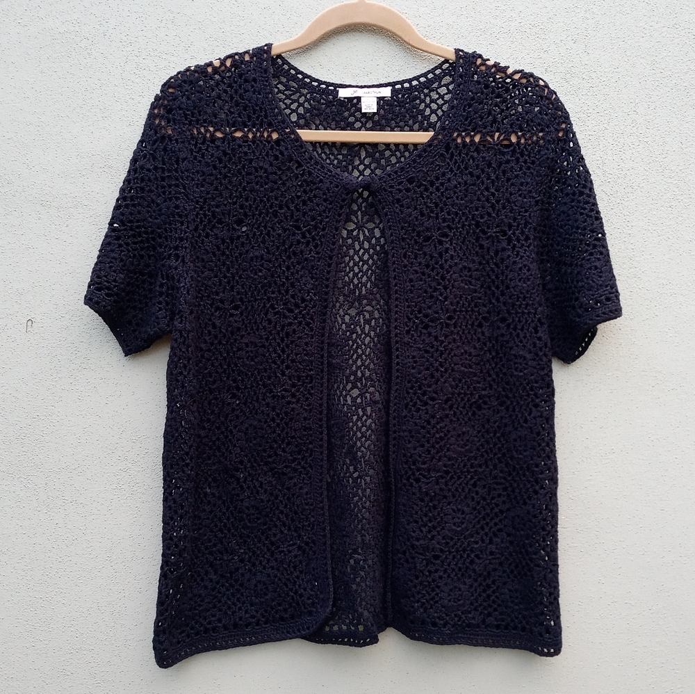 JM Collection Black Knit Top w/ one Button Large